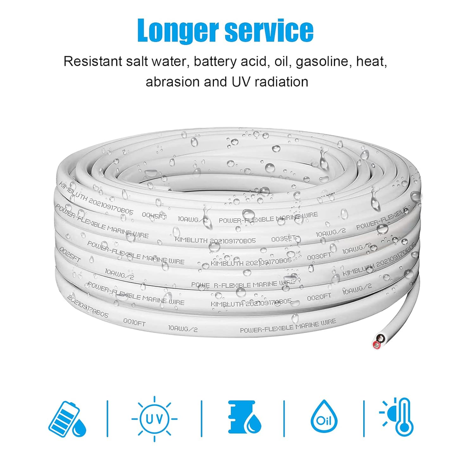 Marine Wire 30Ft 10 AWG Duplex Marine Wire Tinned Copper Boat Cable
