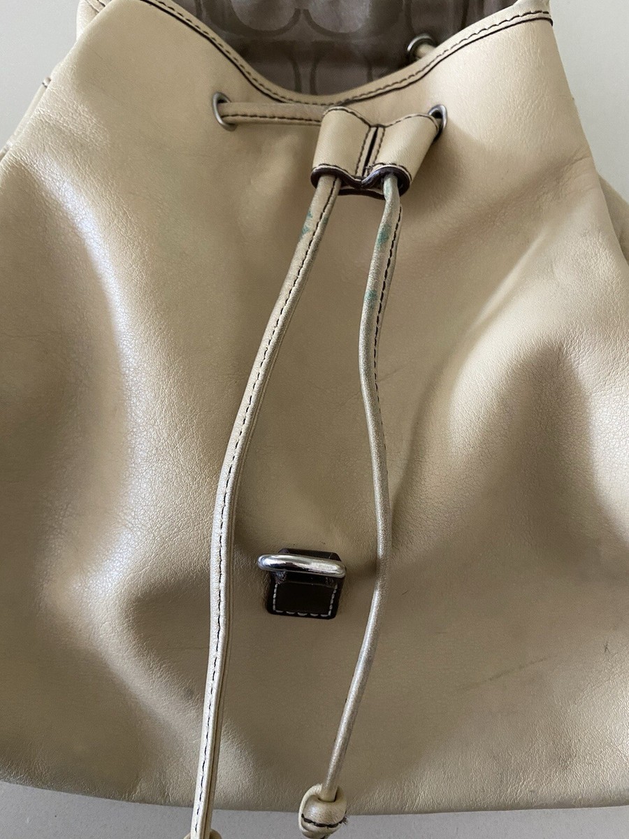 Vintage Coach Legacy Beige Leather Drawstring Backpack 9368 Vintage Coach Legacy Beige Leather Drawstring Backpack 9368  main image 3
