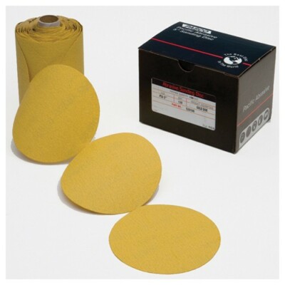 PASCO 6'' Gold PSA Sanding Disc Roll 100 Grit No Hole Aluminum Oxide 100 Pack