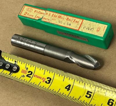 5/8'' E.C HS END MILL HIGH SPEED BALL END 2 FLUTE 8% CO. PAC, 4-5/8'' OAL