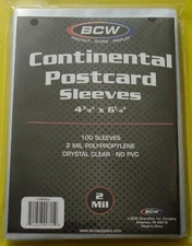 100 BCW Continental POSTCARD SLEEVES Archival Safe Soft Poly Acid/PVC Free