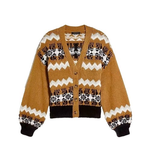Sundance Shelly Ann Cardigan Sweater Orange Button Up V-neck