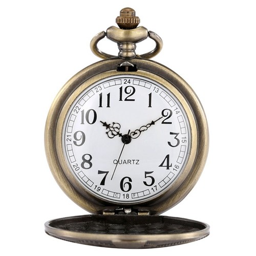 Orologio da taschino analogico al quarzo Steampunk con quadrante bianco catena regali cacciatori completi - Foto 10 di 16