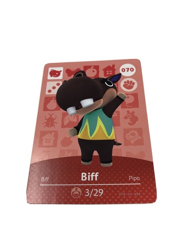 Biff #070 Animal Crossing Amiibo Card – Authentic Series 1, Never Scanned
