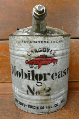 RARE Vintage 1930s Gargoyle Mobilgrease No2 SOCONY-VACUUM 40lb Grease Oil Can