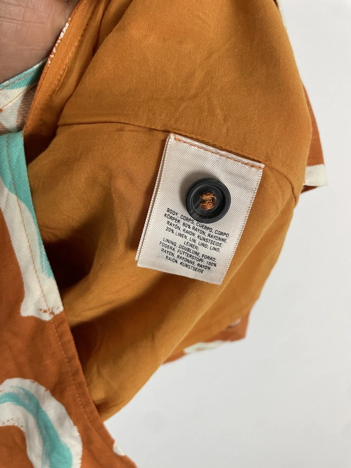 Falda Maeve Edessa Talla 4 Naranja Azul En Niveles Imitación Envoltura Lápiz Antroplogía Foto 4 de 4