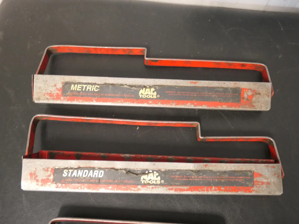 Vtg Mac Tools Lot of 4 Red Metal Socket Tray for Shallow SAE & MM Sockets - Image 2 of 4