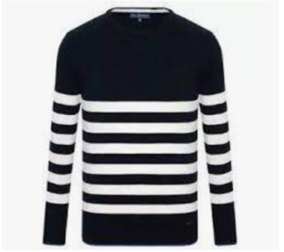 NWT Paul Parker Men's Pullover - Navy & White Striped KE 174 Size Medium
