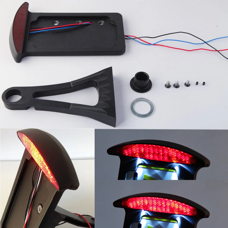 Soporte de matrícula de montaje lateral para motocicleta para Harley Chopper Dyna negro Foto 3 de 4