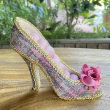 Vintage Velvet High Heels Jewelry Rack Organizer Ring Storage Holder GiftDisplay