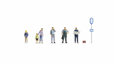 15246 Noch HO, An der Bushaltestelle, Figuren Set, 6 Figuren & Zubehör, GMK