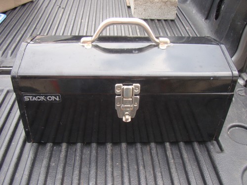 Stack-On 16" Black Toolbox Metal Box w/ Plastic Tray
