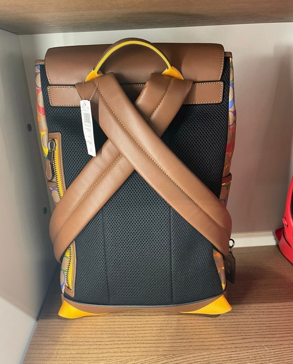 NWT Coach Track Backpack In Rainbow Signature Canvas C9845 | eBay