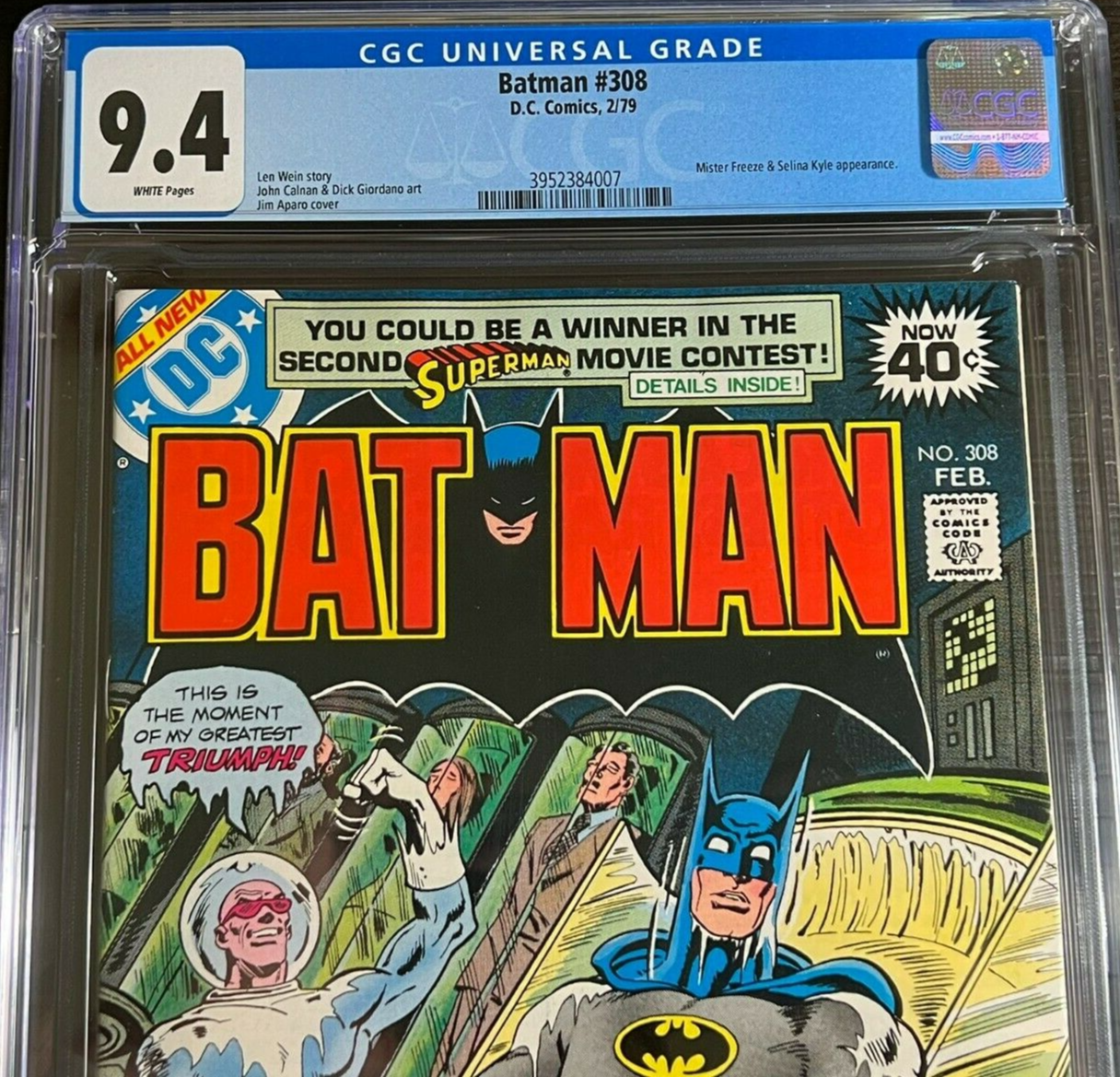 1979 Batman 308 CGC 9.4 Mister Freeze Selina Kyle Appearance RARE | eBay