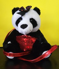 Poochie  Co. Panda Bear With Red Sequin Body Purse Bag Stuffed Animal