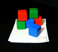 NEW Set of 6 Blank Blue Green Red 16mm Dice with Stickers - Games Math RPG