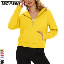 Women's Half Zip Cropped Sweatshirts Fleece Lined Hoodies Quarter Zip Pullover