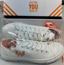 Whataburger White Canvas Sneaker Size 10 Running Shoe Whataburger Orange Laces