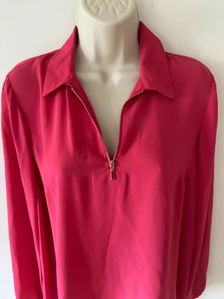 Women's Matalan et vous size 8 long sleeve pink top with 1/4 front zip - Image 4 of 4