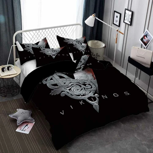 Norse Viking Rune Vegvisir Blood Eagle Duvet Quilt Cover Set Boy Bedding Single - Picture 15 of 28