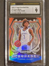 2020 Prizm Draft Picks Crusade Red White Blue Prizm #94 Tyrese Maxey RC 76ers
