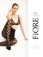 FiORE Distinct Chevron Patterned Tights 15 Denier Sheer Tights - Black or White