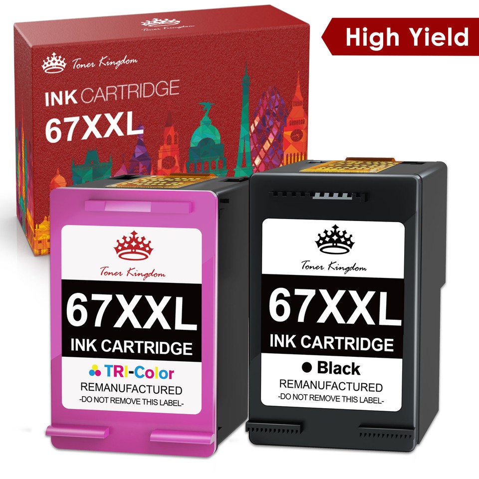 67XL Ink Cartridges for HP Ink 67XXL Deskjet 2700e 2710 2710e 2720