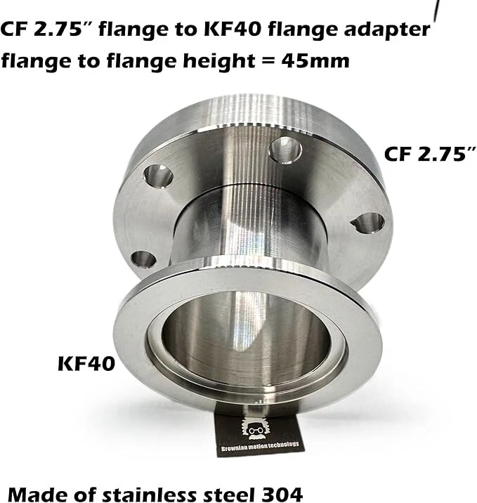Convertidor reductor de brida Conflat CF 2.75" 2-3/4" a KF40 para sistema de vacío Foto 3 de 4