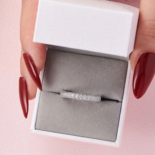 Attractive Eternity Ring 2.55 Ct Round Cut Simulated Diamond 925 Sterling Silver - Bild 7 von 10