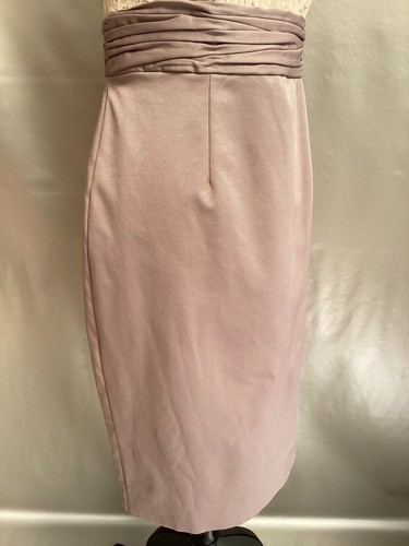 GORGEOUS DEBUT MINK & PALE PEACH FLORAL EMBROIDERED PENCIL EVENING DRESS SIZE 16 - Picture 8 of 18