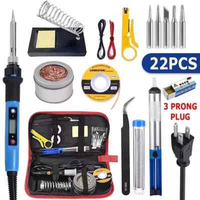 Soldering Iron Kit 80W LCD Adjustable Temperature 180-520℃ Solder Kit Electronics 12 in 1 Soldering Iron Kit 80W LCD Adjustable Temperature 180-520℃ Solder Kit Electronics 12 in 1