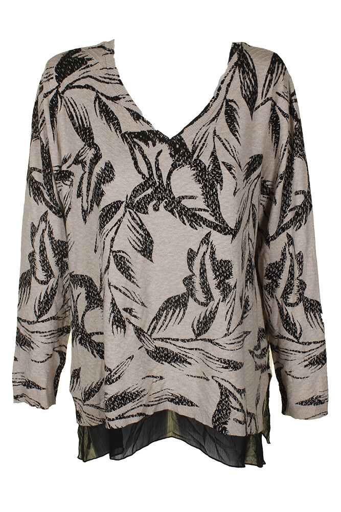 Style & Co Natural Heather Combo Chiffon Layered-Look V-Neck