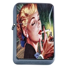 Vintage Cigarette Smoking Woman c4 Oil Lighter