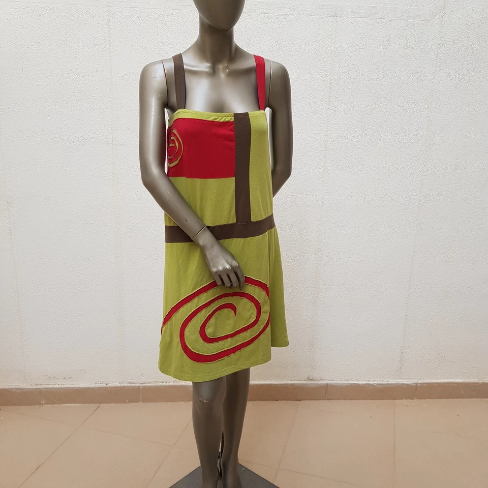 Ungewöhnliches Trägerkleid von Coline, L / 40, grün, rot, braun - Bild 2 von 4