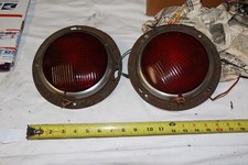 2x Vintage Round Ls 385 Stop Tail Light Lamps Break Lights Bus Early Model Truck