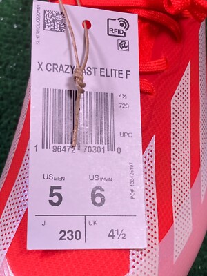 5 Men/6 Women- Adidas X Crazyfast Elite FG Orange White Soccer