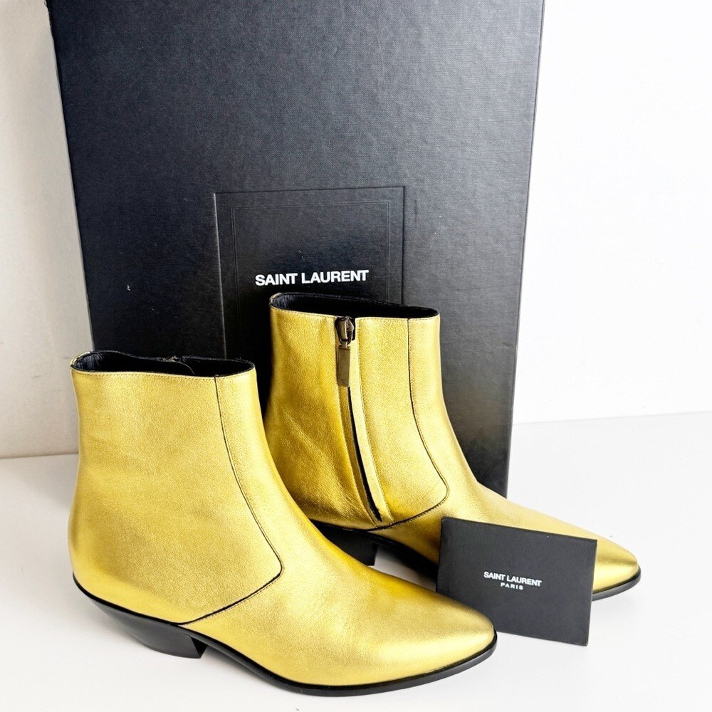 Stivaletti Saint Laurent West 45 oro nuovi con etichetta misura 37 5