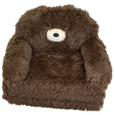 kids Teddy Bear Flip Out Foam Chair Bed Plush Convertible Sofa Seat 16'' Brown