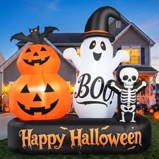 6FT Halloween Inflatable Pumpkin Ghost Skeleton  Bat Led Lights Blow Up Decor
