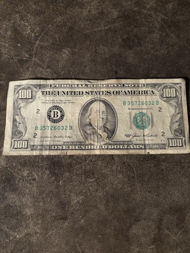 1985 $100 Hundred Dollar Bill Federal Reserve New York Vintage Old Currency