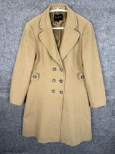 Hobbs Women's UK 14 Double Breasted Camel Hair Coat Pea Coat Over Coat