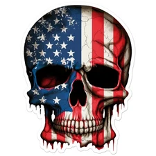 US American Flag Skull - Vinyl Decal Sticker - Car Window Laptop - ebn9339