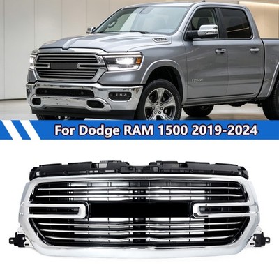 Chrome Front Upper Grille Grill Assembly For 2019-2024 Dodge Ram 1500 Laramie US