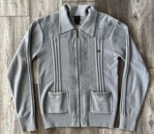 Cárdigan Suéter ADIDAS ORIGINALES Tejido Trifolio Cremallera Completa AJUSTE DE GAMUZA Para Hombre PEQUEÑO