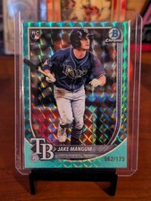Topps Bowman Chrome Jake Mangum Rays Rookie Aqua Geometric Refractor /125