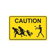 Caution Zombies Road Sign Sticker Decal