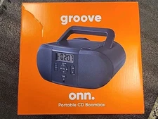 Onn Portable CD Boombox Groove Player Digital FM Radio Navy Blue Brand New