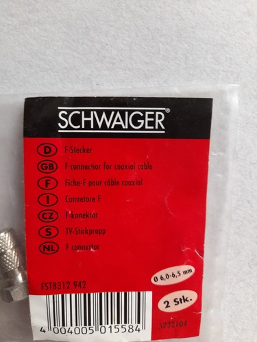 Schwaiger F-Stecker Koaxialkabel Verbinder 2 Stk. Neu Silber - Photo 3/3