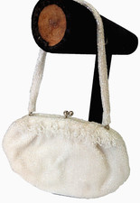 Vintage Beaded Ivory Evening Bag Purse Convertible Clutch Magid Japan Bridal 7x5