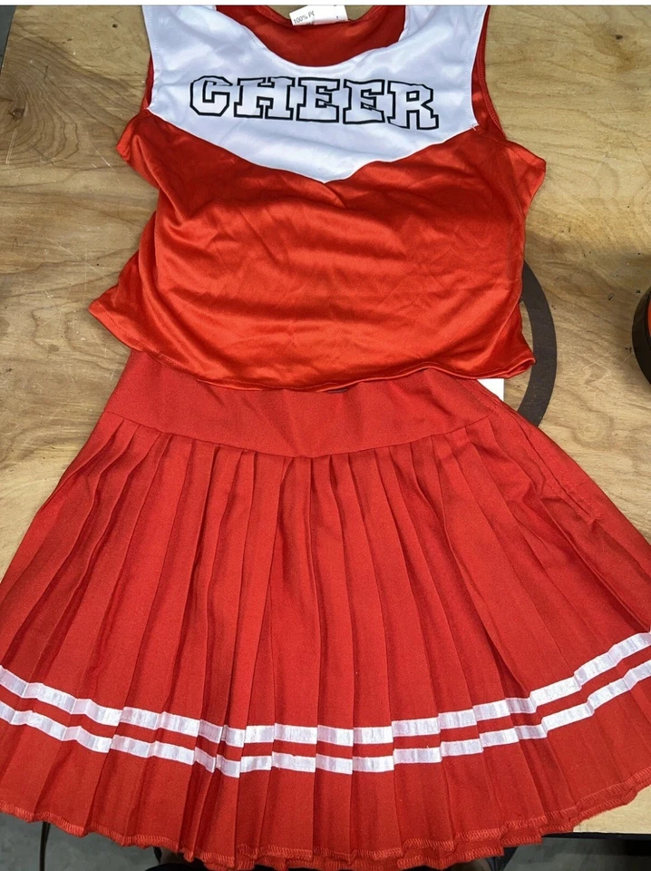 Fantasia esportiva de Halloween Red Cheer feminina adulta líder de torcida tamanho pequeno - Imagem 2 de 2